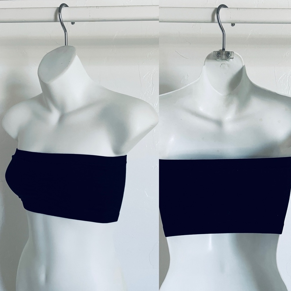 Black Stretch BANDEAU BRALETTE Crop Top O/S